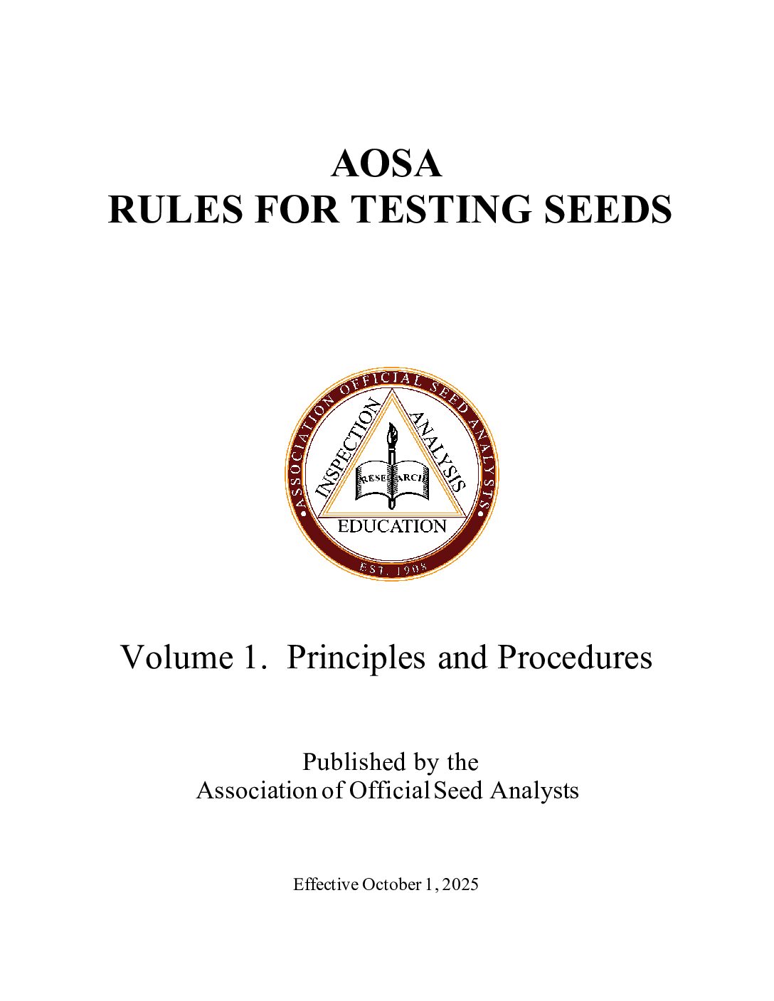 AOSA Rules Volume 1: Principles & Procedures, 2025